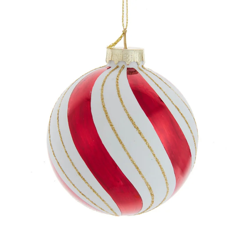 Set of 6 Gold, Red and White Ball Ornaments