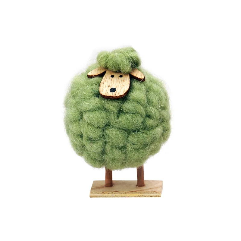 Handmade Woolen Sheep With Wooden Stand