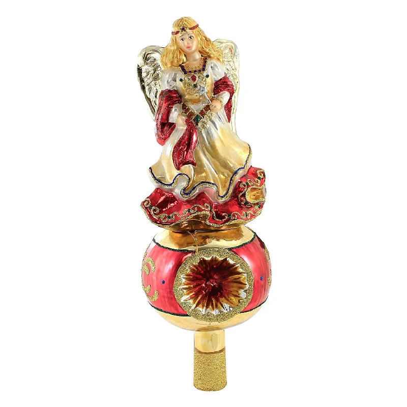 Huras, Angel On Scrolled Reflector Tree Topper Finial Sunburst, T17