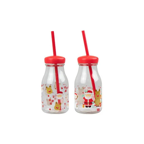 Kids Plastic Milk Jar & Straw