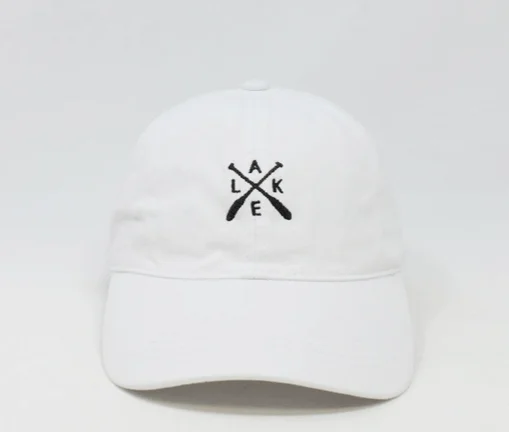 Lake Embroidery Baseball Cap- White