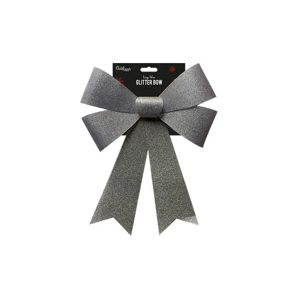 Large Silver Glitter Bow