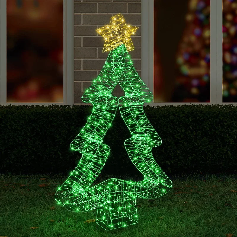 LED Giant Flashing Green/Warm Flexi Wrap 3D Tree