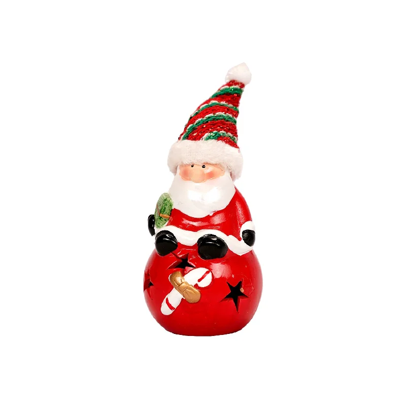 Lit Ceramic Christmas Ornament - Santa