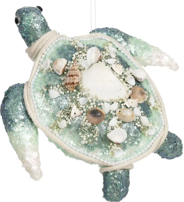 Mark Roberts 8" Green Sparkling Turtle Ornament Set of 2