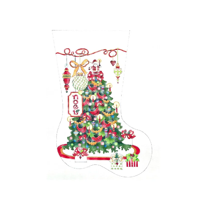 Tree and Noel Ornament Midsize Stocking