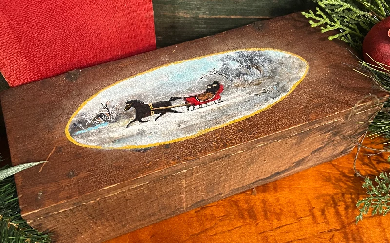 MKM-196 'One Horse Sleigh' ORIGINAL Painted Box by MK Moulton