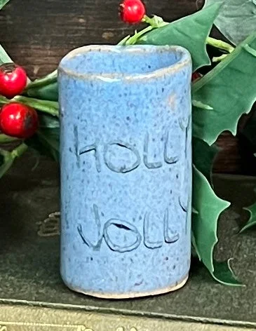 MMP-02A Pottery Holly Jolly Mini Crock - Blue