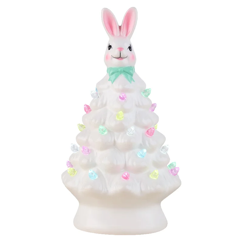 Mr. Cottontail 8 in. Ceramic Easter Bunny White Tree