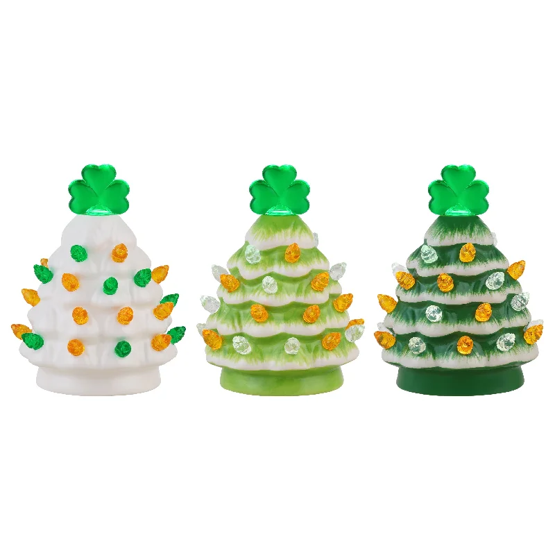 Mr. Lucky Set of 3 Ceramic 4.1 in. Shamrock Trees