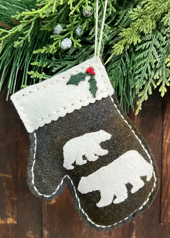 NG-172C Wool Mitten Ornament - 2 Bears