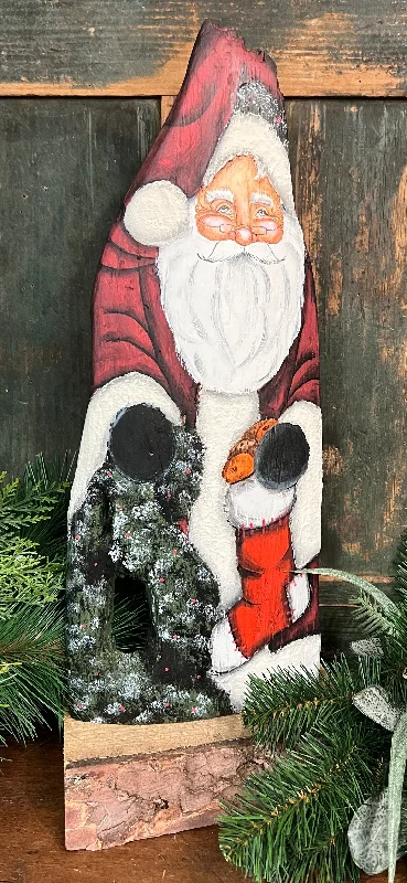 NK-08 Painted Santa on Live Edge Wood