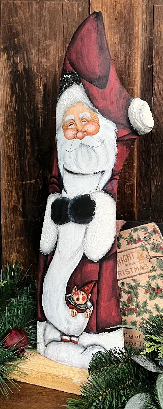 NK-10 Painted Santa on Live Edge Wood