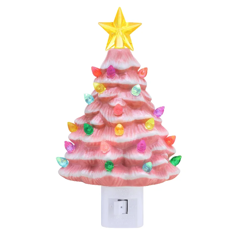 6 in. Nostalgic Ceramic Tree Nightlight - Pink