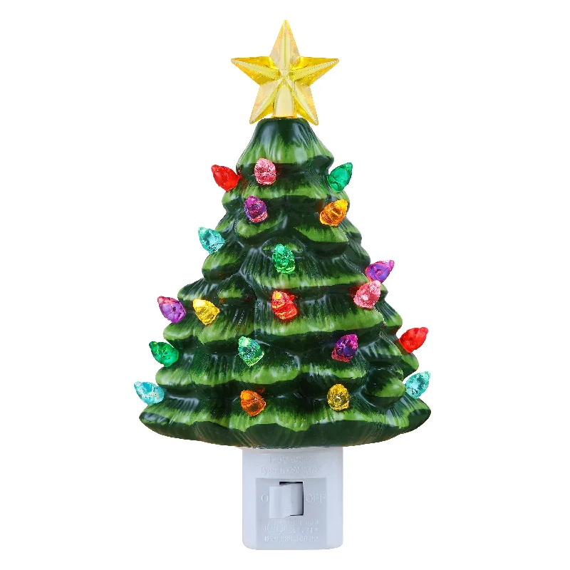 6 in. Nostalgic Ceramic Tree Nightlight - Green