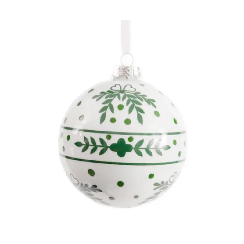 Set of 4 Green Greenery Ball Ornaments