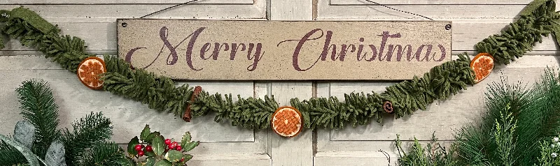 PB-242 Wool Orange Garland with Cinnamon Sticks