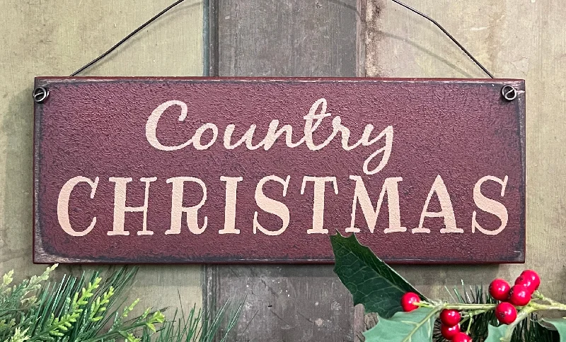 PEN-X11 "Country Christmas" Wood Sign