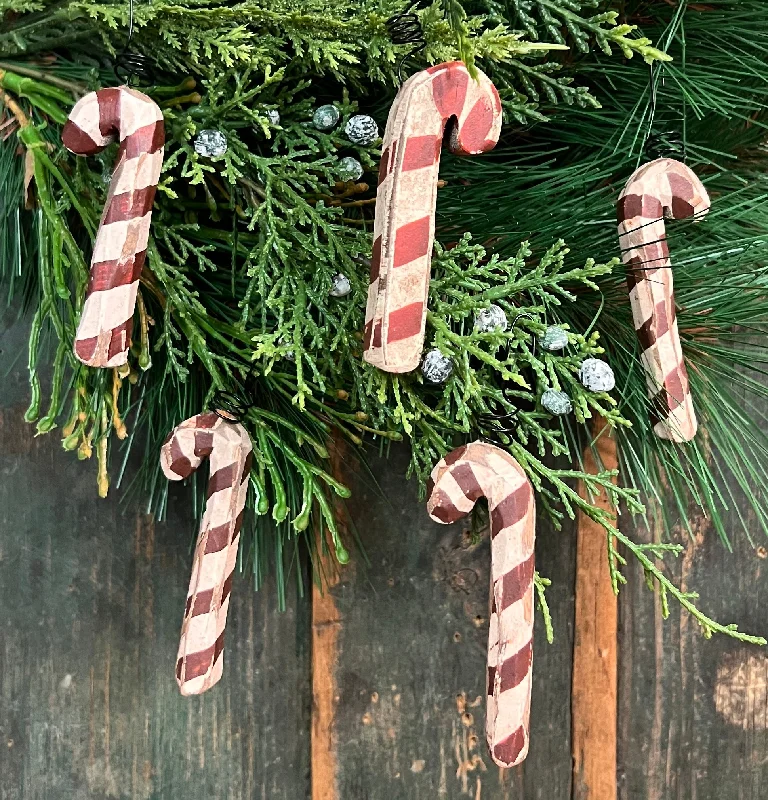 PEN-X50 Wood Candy Cane Ornaments - Set of 5