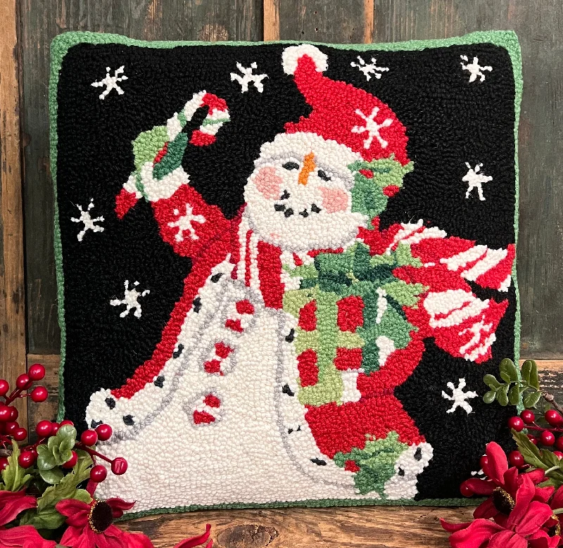 PH-90 Snowman Wool Hooked Pillow