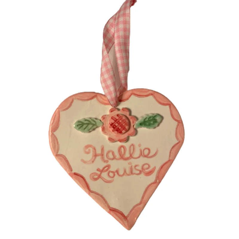 Pink Heart and Flower Ornament