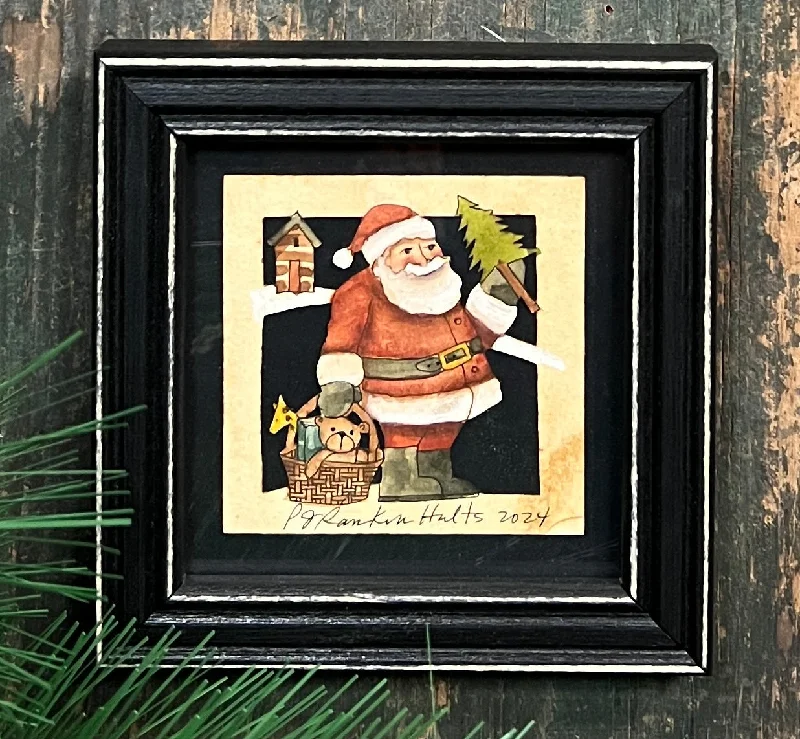 PJH-336 Santa with Baset of Toys Framed Paper Cutting