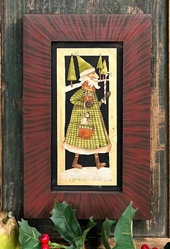 PJH-347 Santa with Candy Cane Framed Paper Cutting