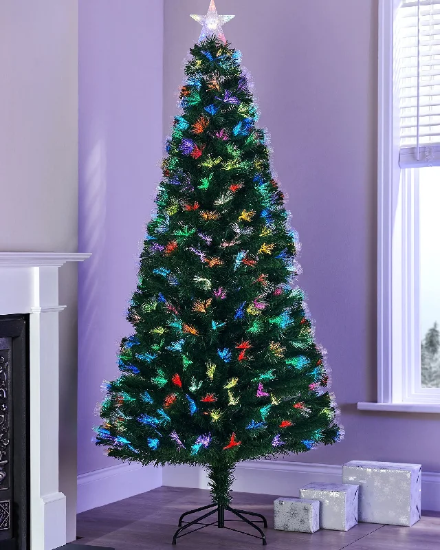 Pre-Lit Fibre Optic Christmas Tree with Tree Topper, 7 ft