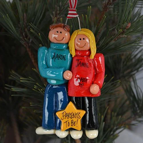 Pregnant Couple Christmas Ornament