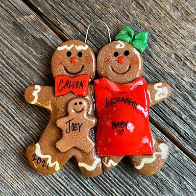 Expecting Gingerbread Family Christmas Ornament