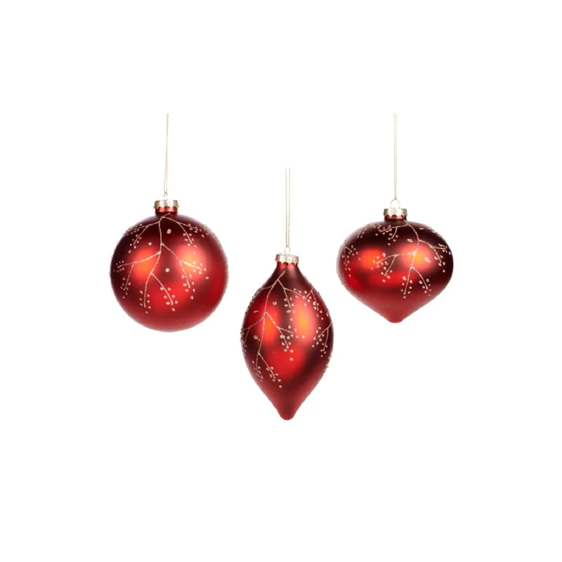 Red & Gold Embellished Glass Bauble