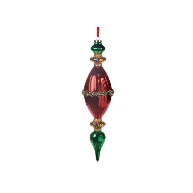 Red & Green Glass Hanging Ornamnet