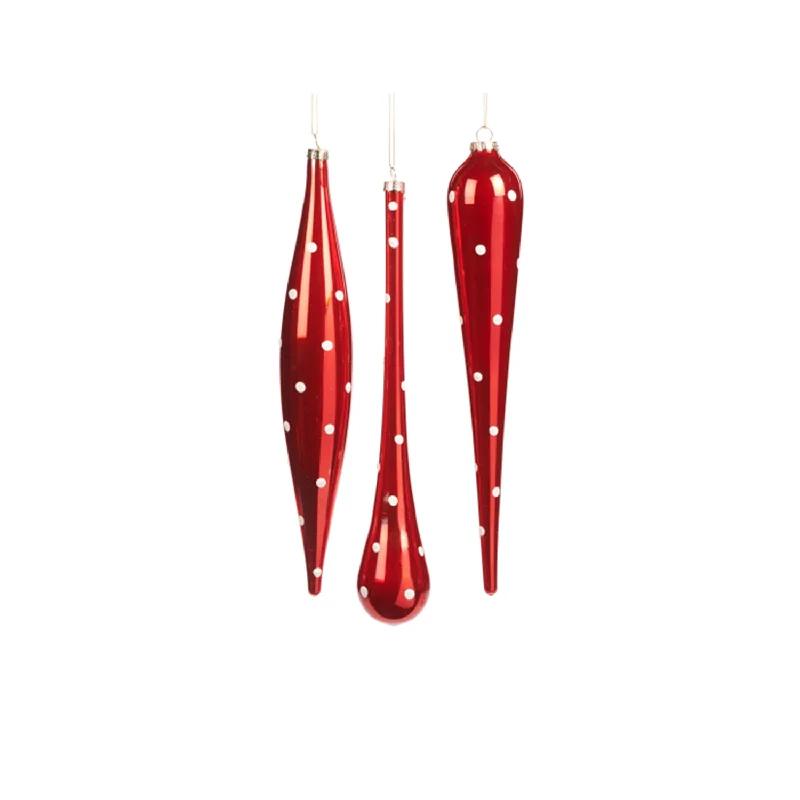 Red Polka Dot Glass Icicle