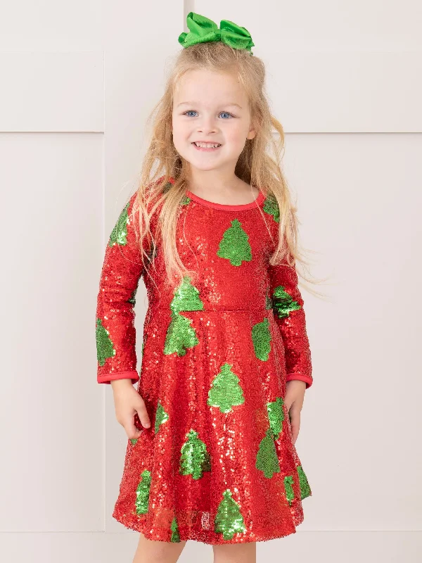 Red Sequin Christmas Tree Dress