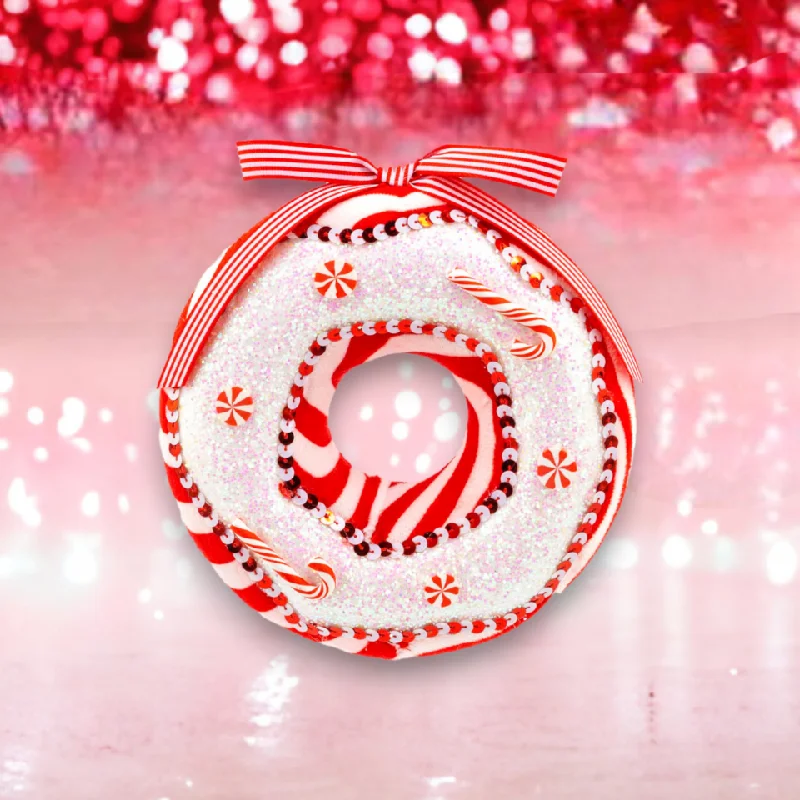 Peppermint Doughnut Ornament Set Of 6