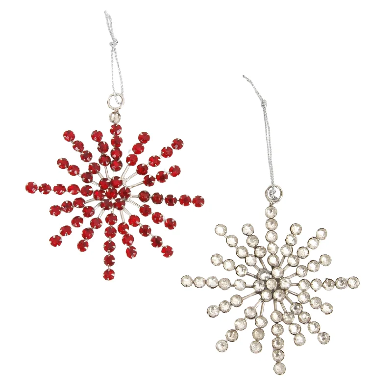 Rhinestone Starburst Ornaments, Set of 2