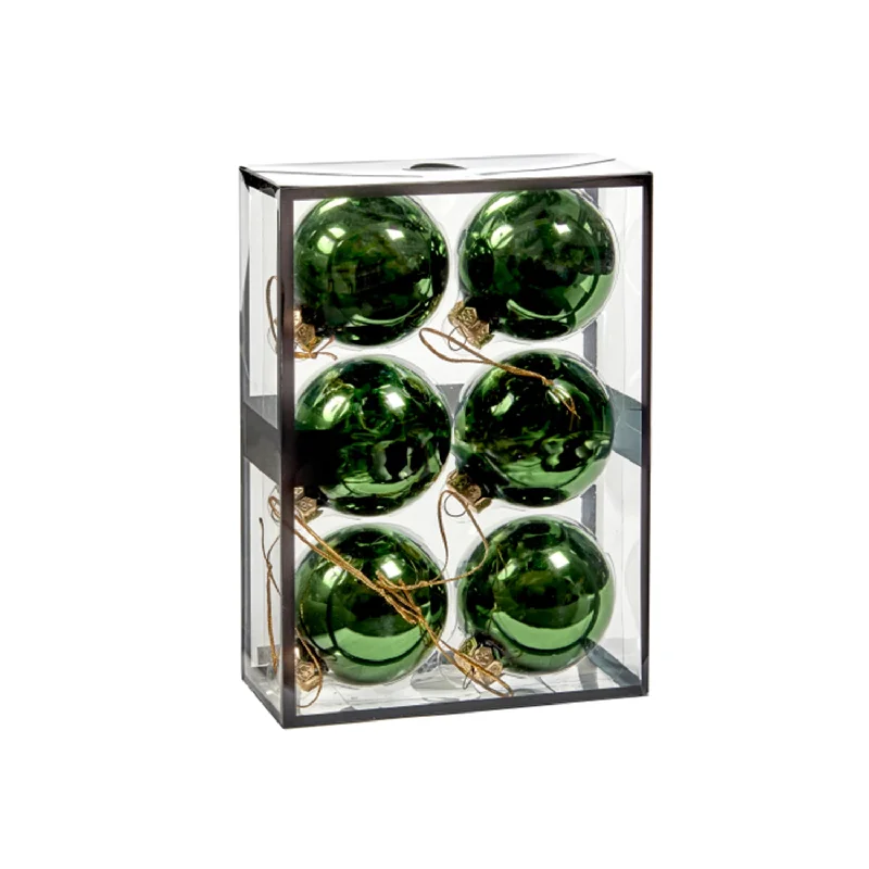 S/6 Emerald Green Baubles