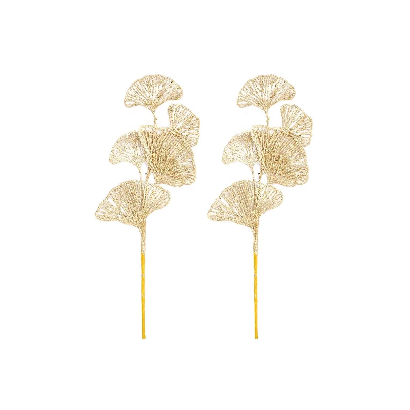 Set of 2 Decorative Gold Fan Shaped Fern