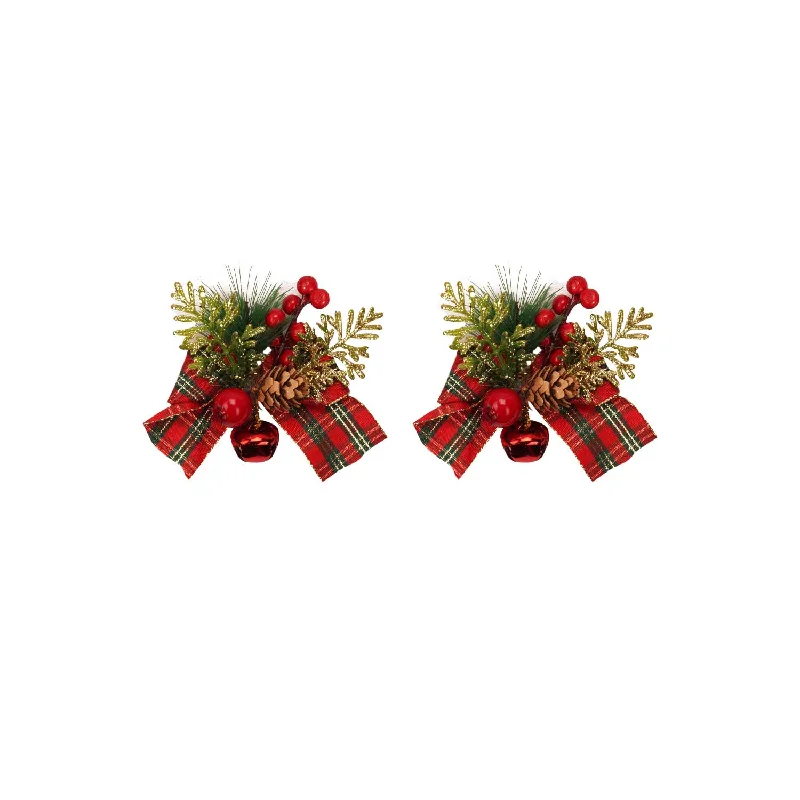 Set of 3 Red Bows with Bells