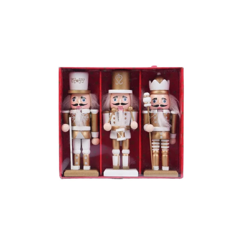 Set of 3 Gold Nutcrackers - 15 cm