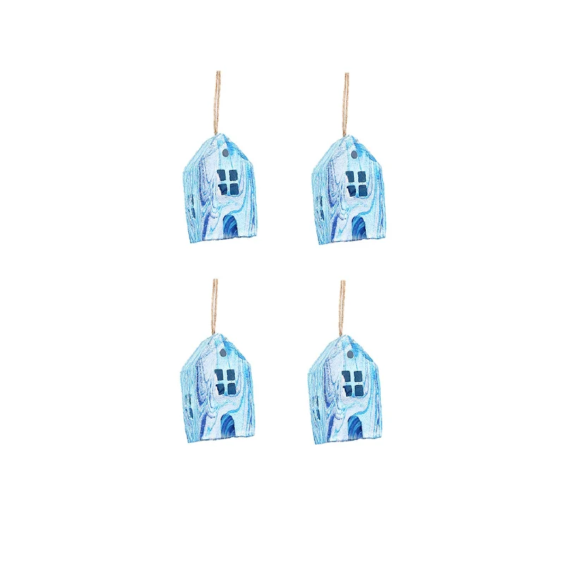 Set Of 4 Hanging Hut Cotton Mache