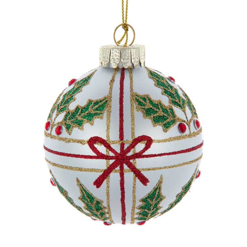 Set of 6 Holly & Bow Ball Ornaments