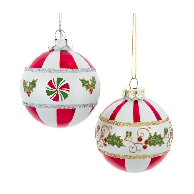 Set of 6 Holly Leaves Ball Ornaments