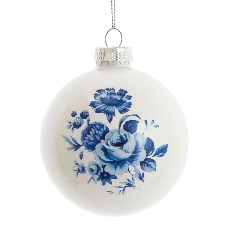 Set of 6 Shiny Indigo Blue Design Ball Ornaments