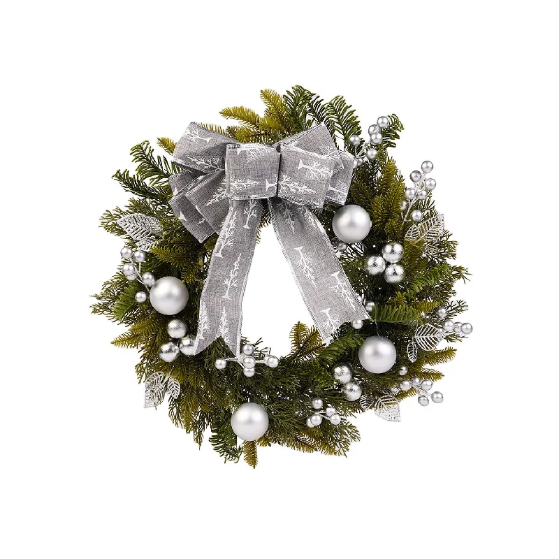 Silver Wreath with Bow