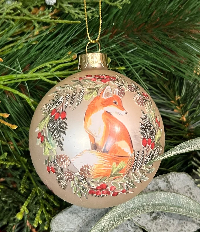 STH-06 Glass Fox Ball Ornament