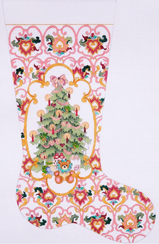 Christmas Tree with Pink Cartuche Design Full Size Stocking