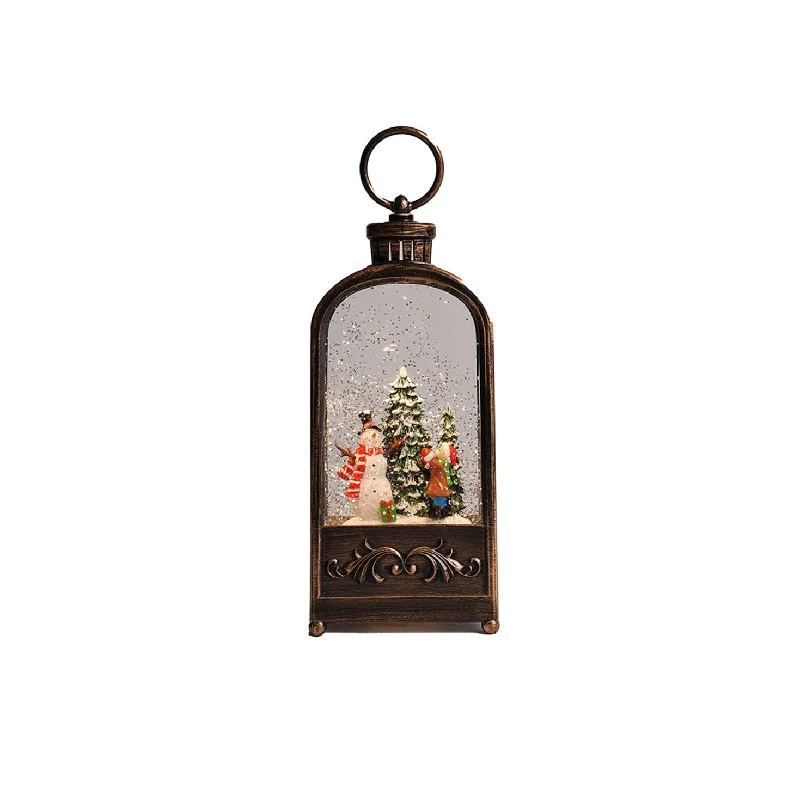 Vintage Musical Lantern With Snowman - 23 cm