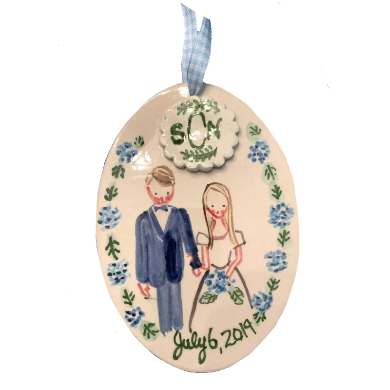 Bride and Groom Hydrangea Ornament (Full Color)