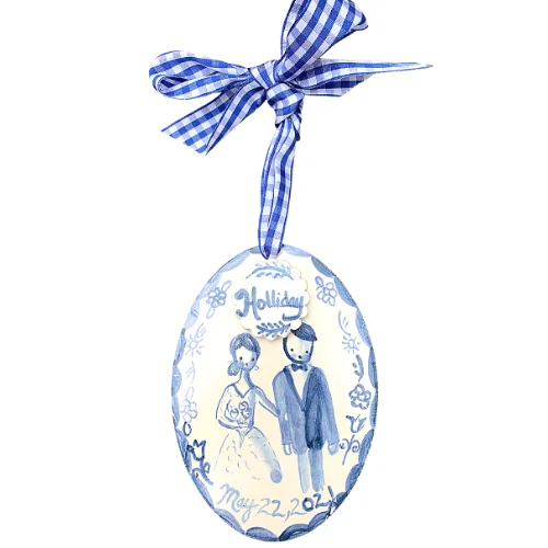 Bride and Groom Ornament - blue